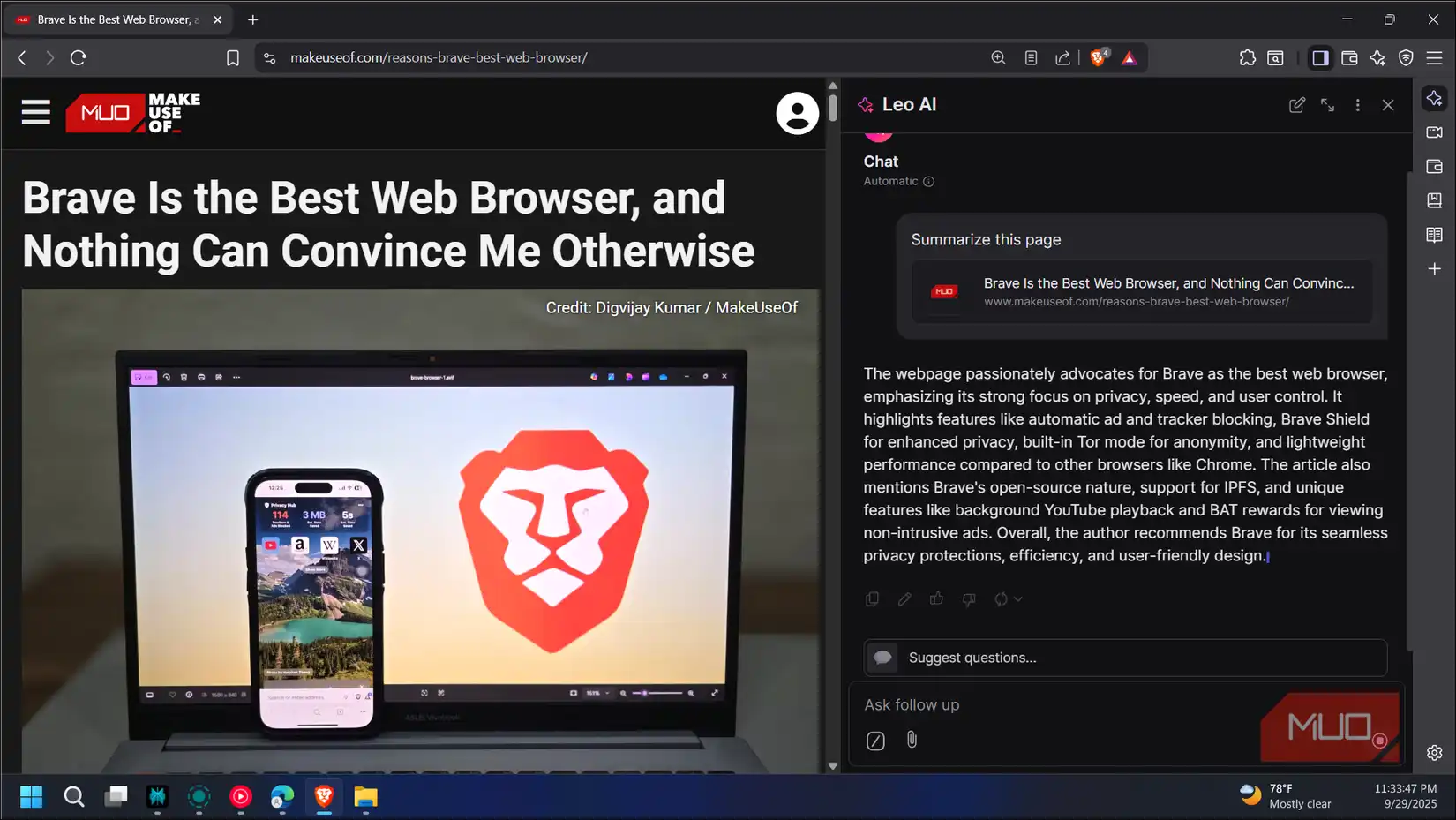Brave Leo protège-t-il vraiment vos données IA ?